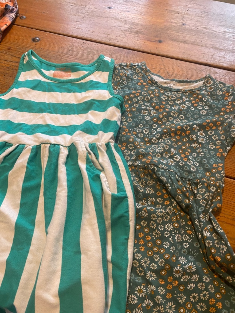 Girls' Teal & White Striped Dress and Teal Floral Dress - Girls Dresses